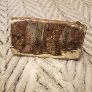 Michael Kors Gold Vinyl Makeup Bag